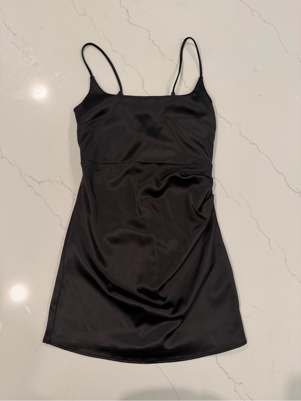 Zara Black Satin Slip Dress with Thin Straps